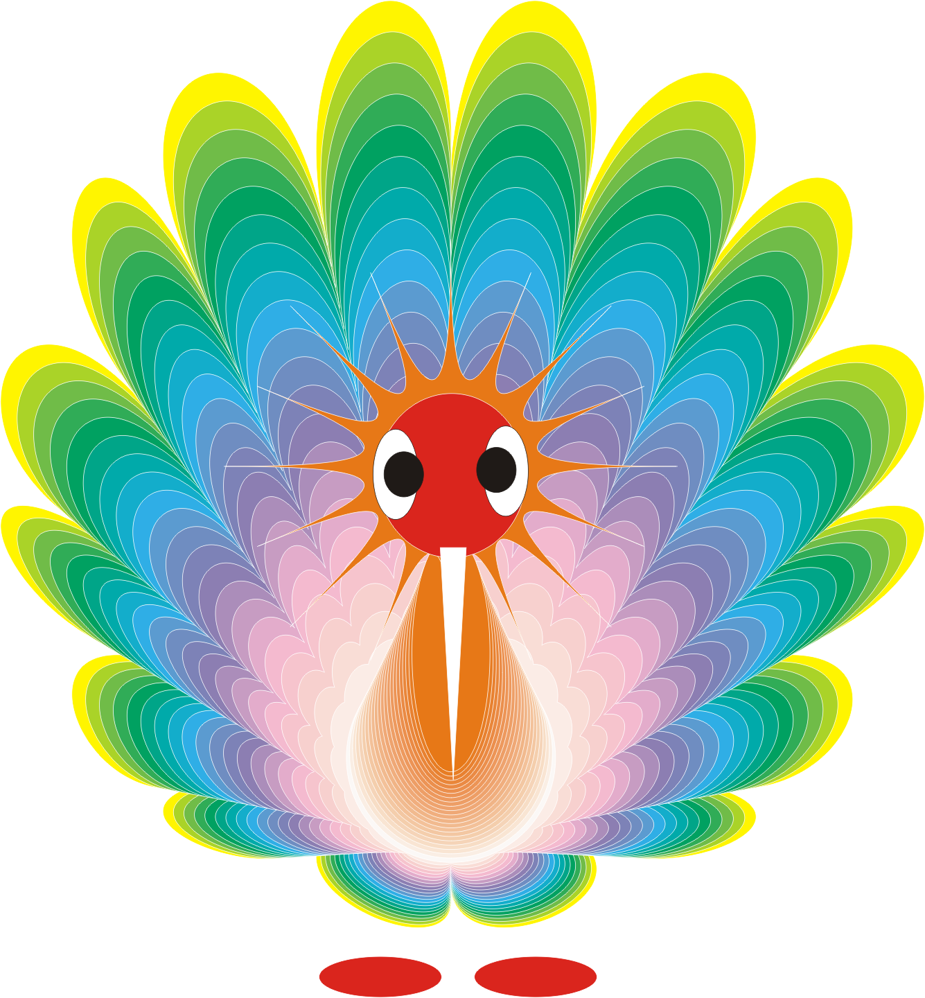 peacock icon closeup colorful cartoon style