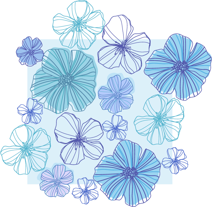 line drawing flowers vector