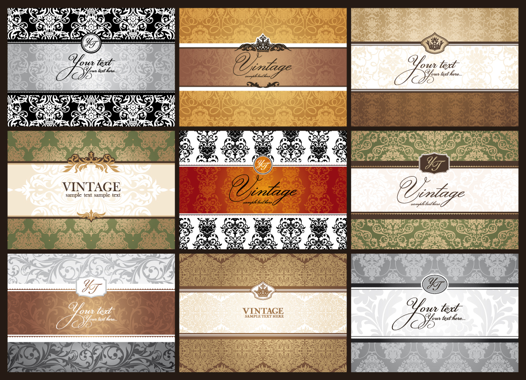 classic pattern cards background 01 vector