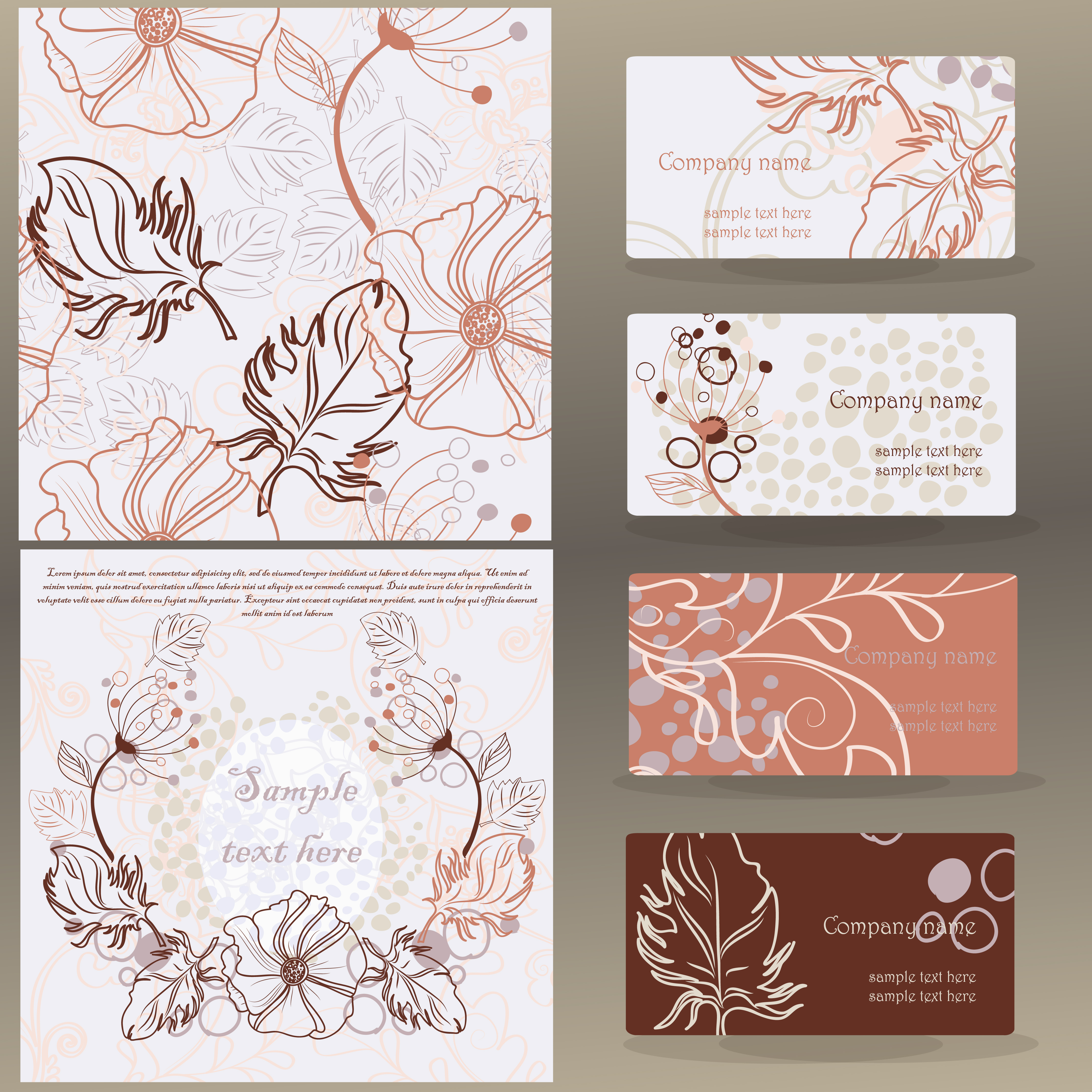 leaves pattern business card 01 vector