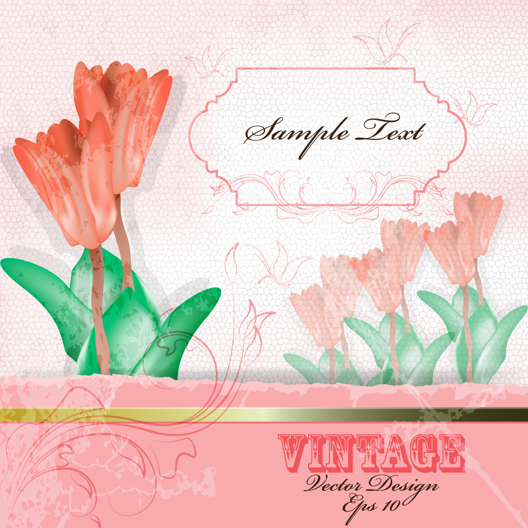 warm flowers background 04 vector