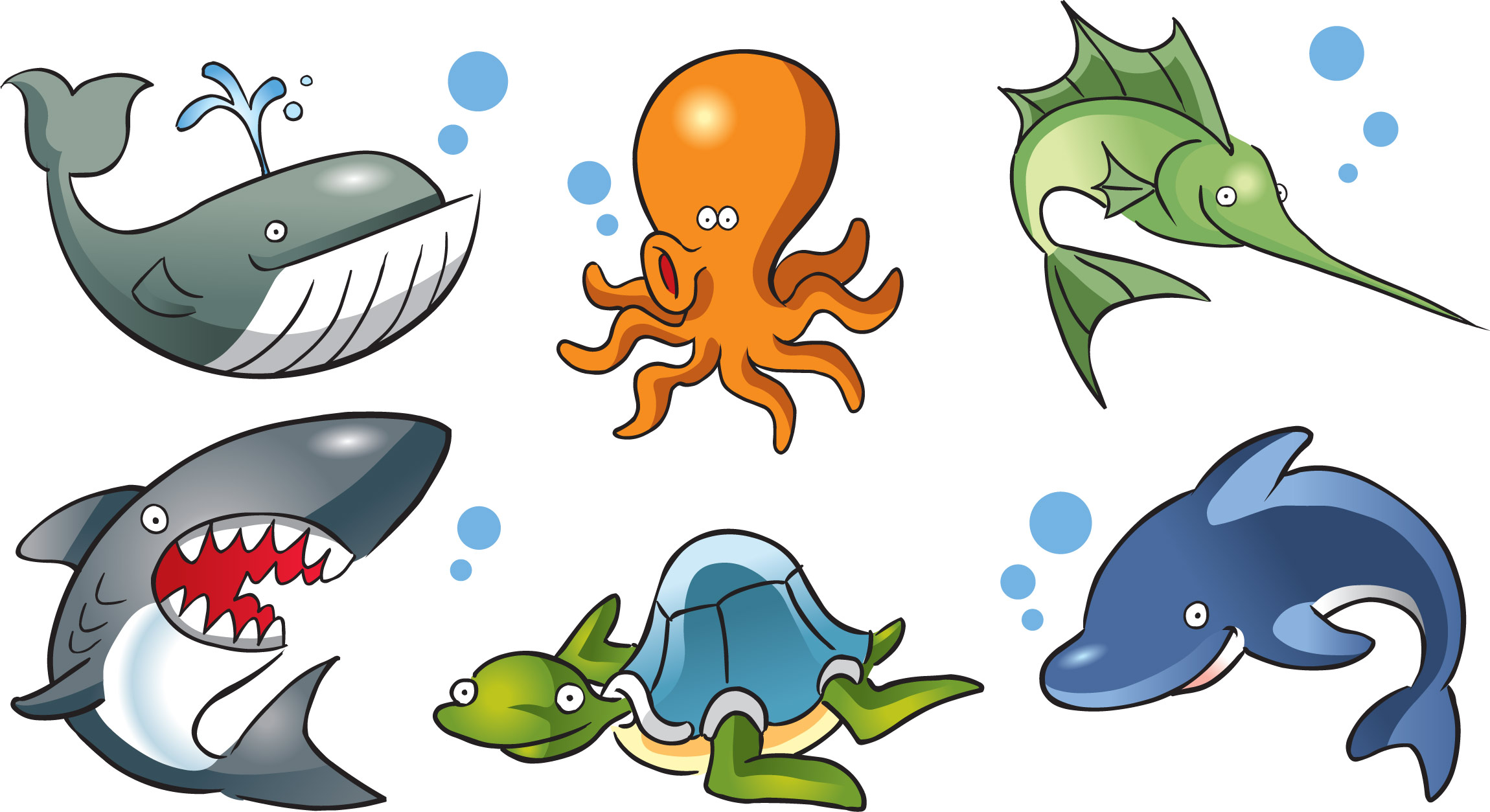 cartoon marine life vector