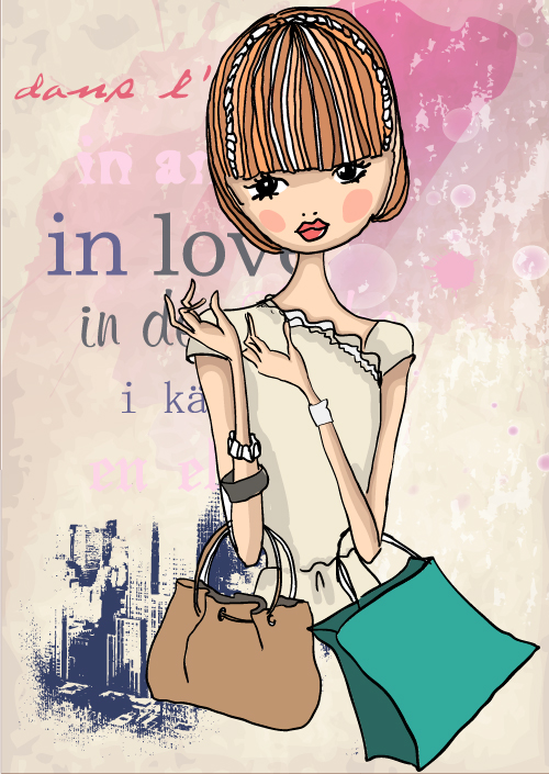 fashion shopping girl 05 vector