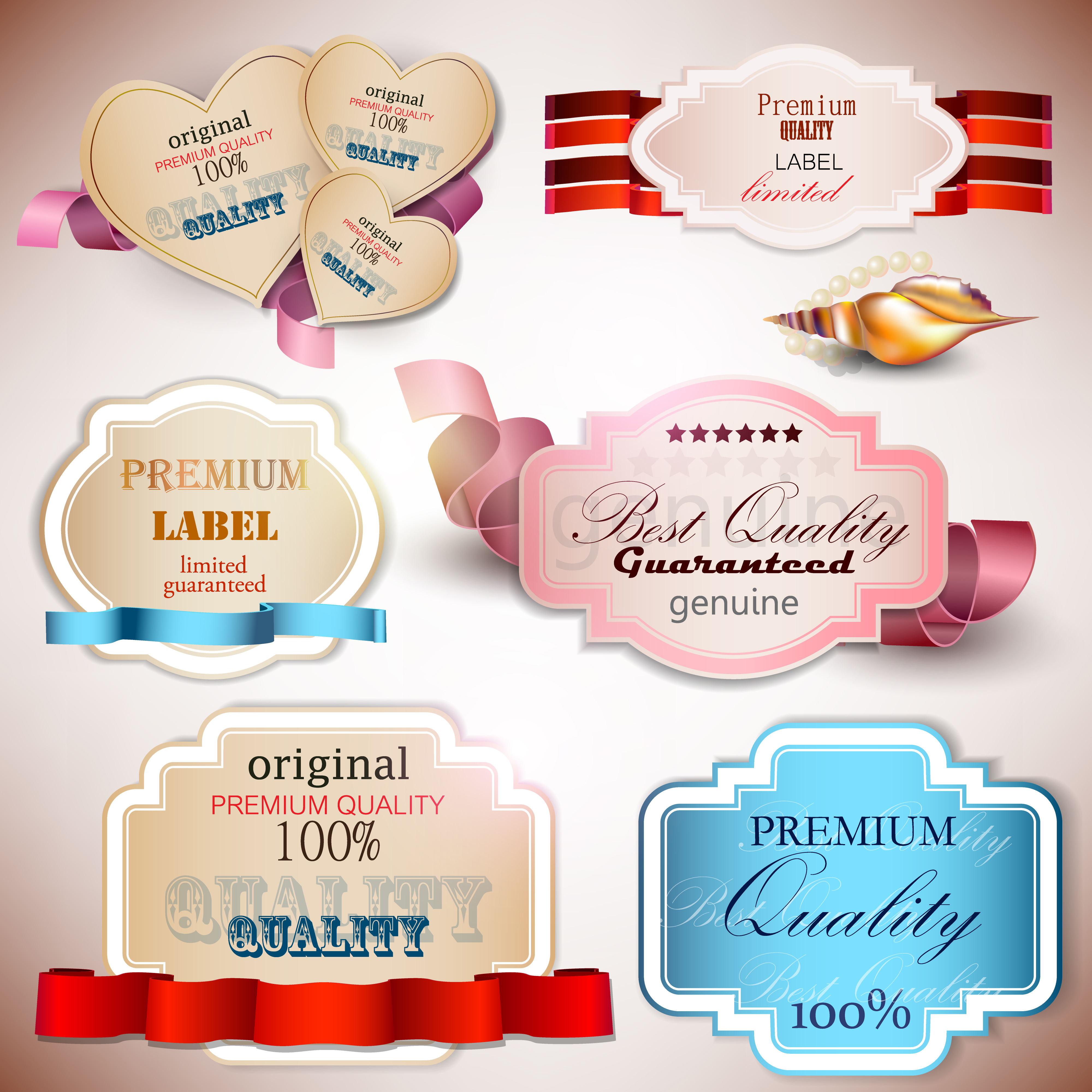 beautiful label design 03 vector