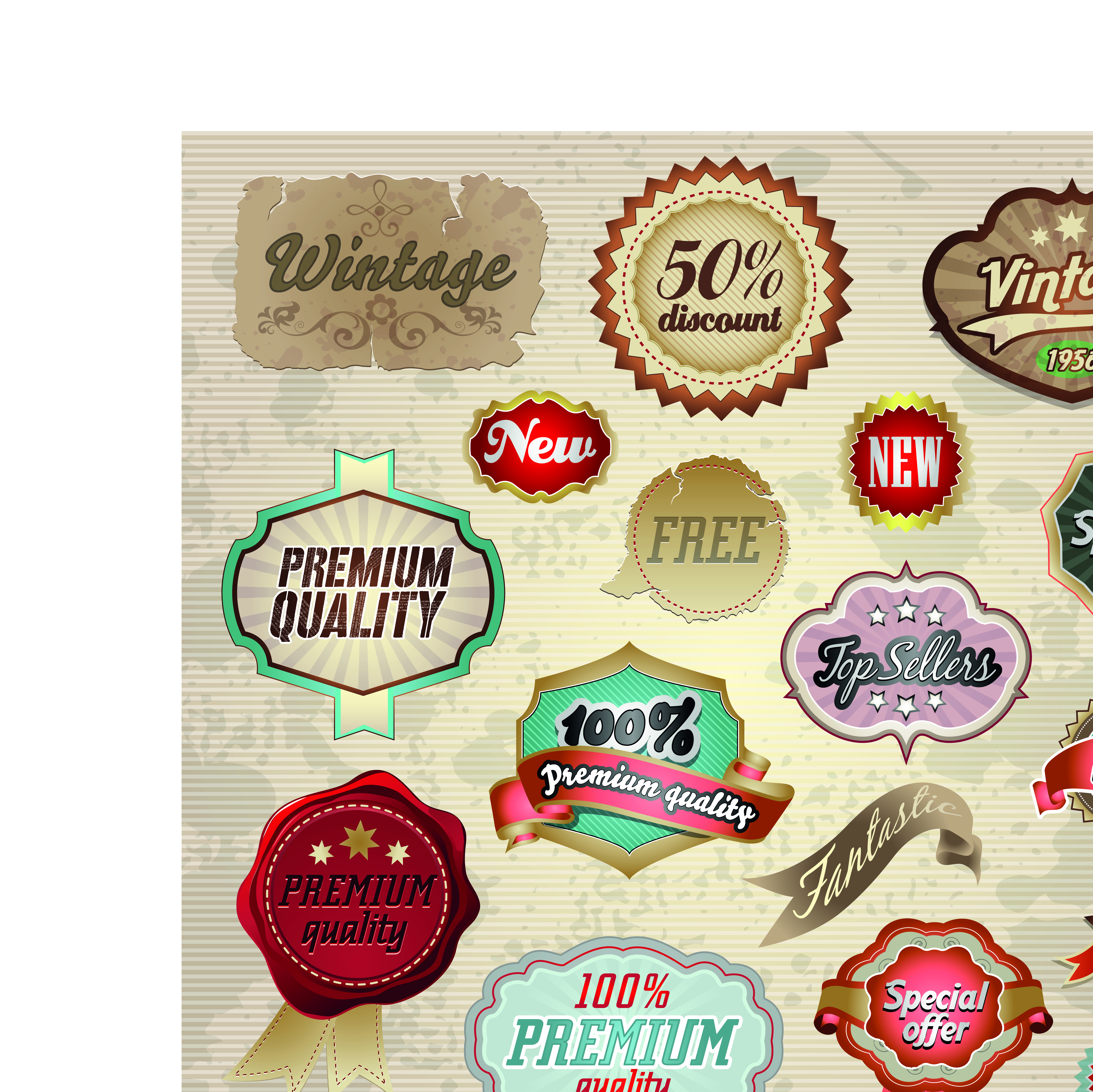 classic label stickers 01 vector