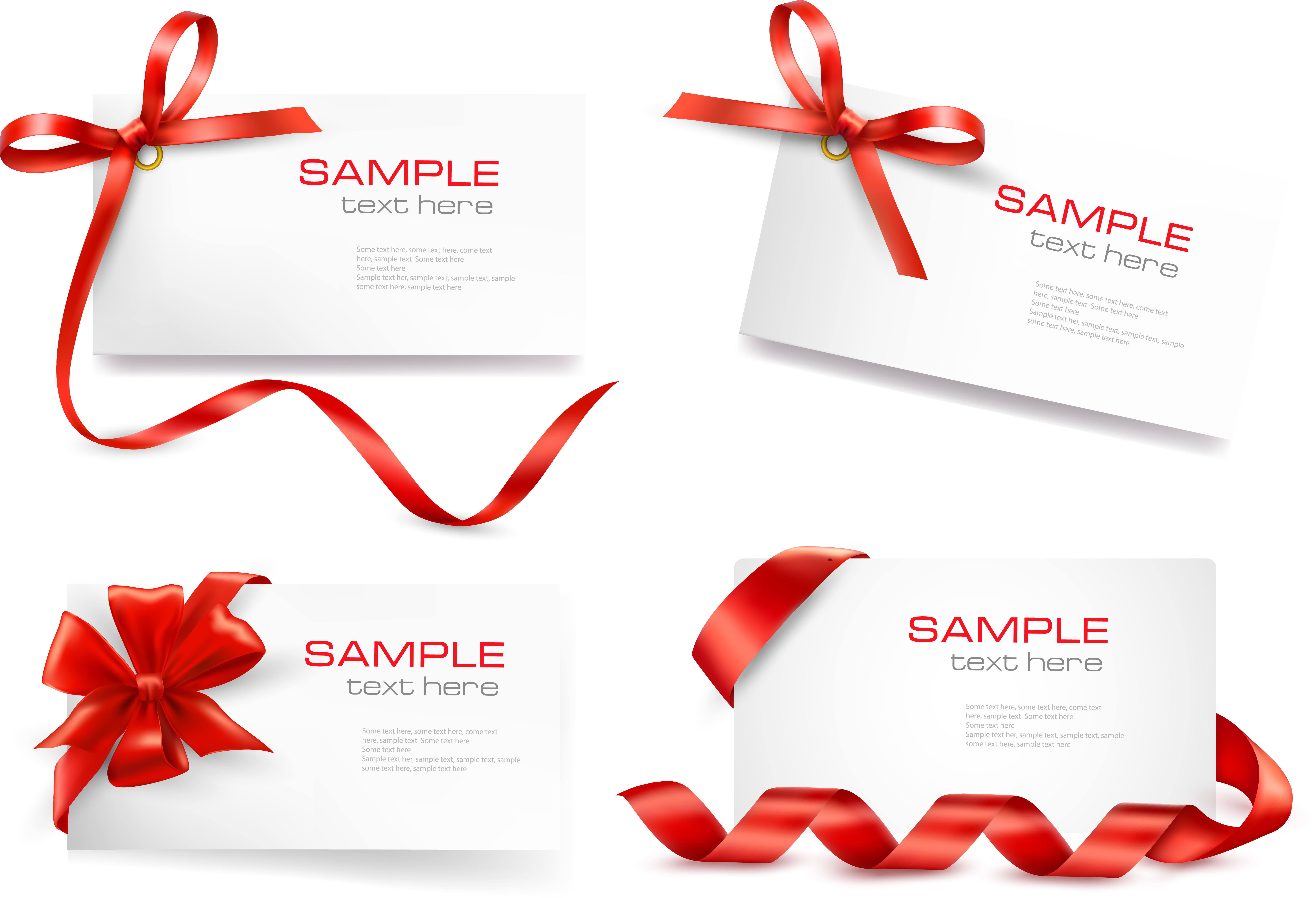 red ribbon card 01 vector