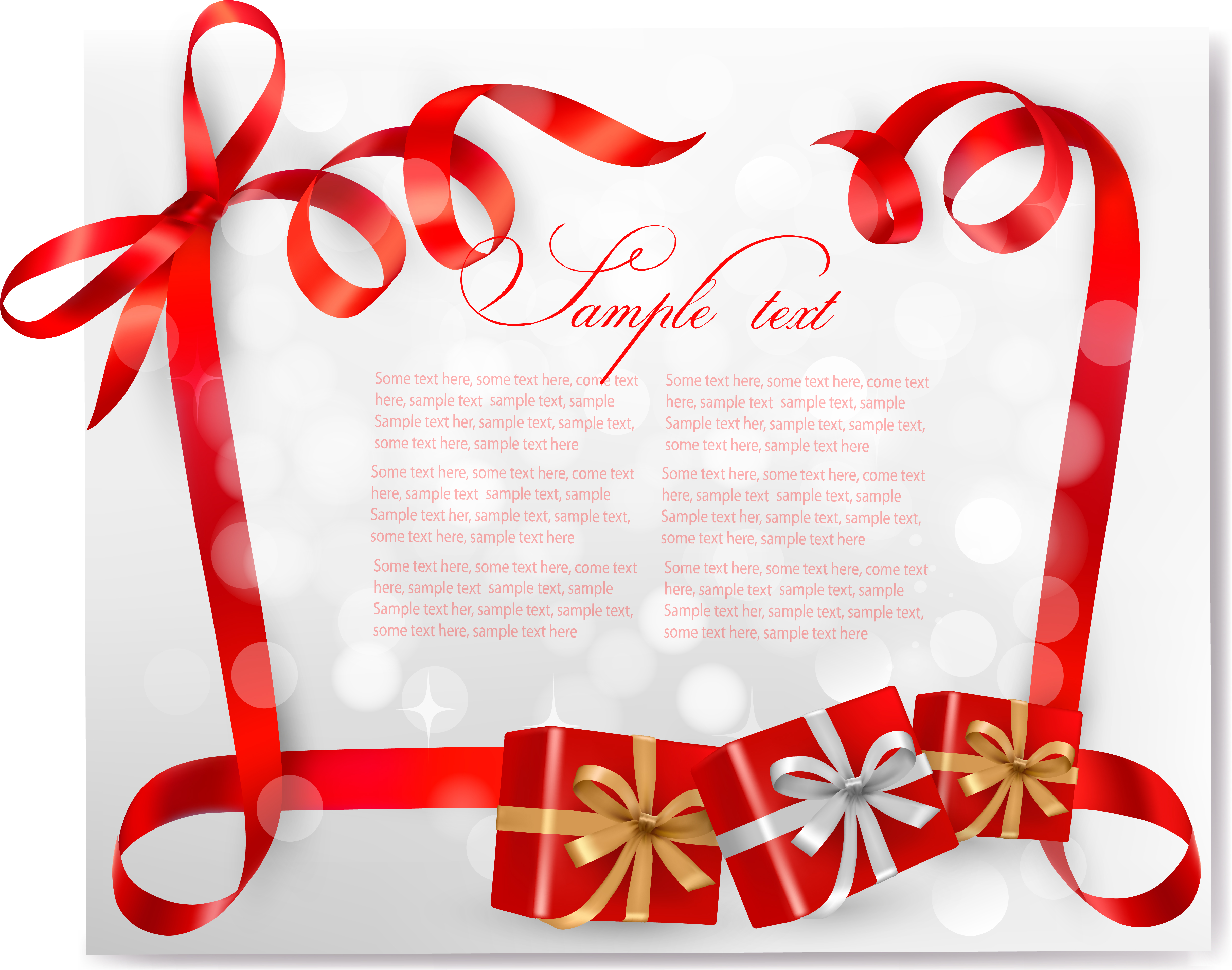 red ribbon card 03 vector