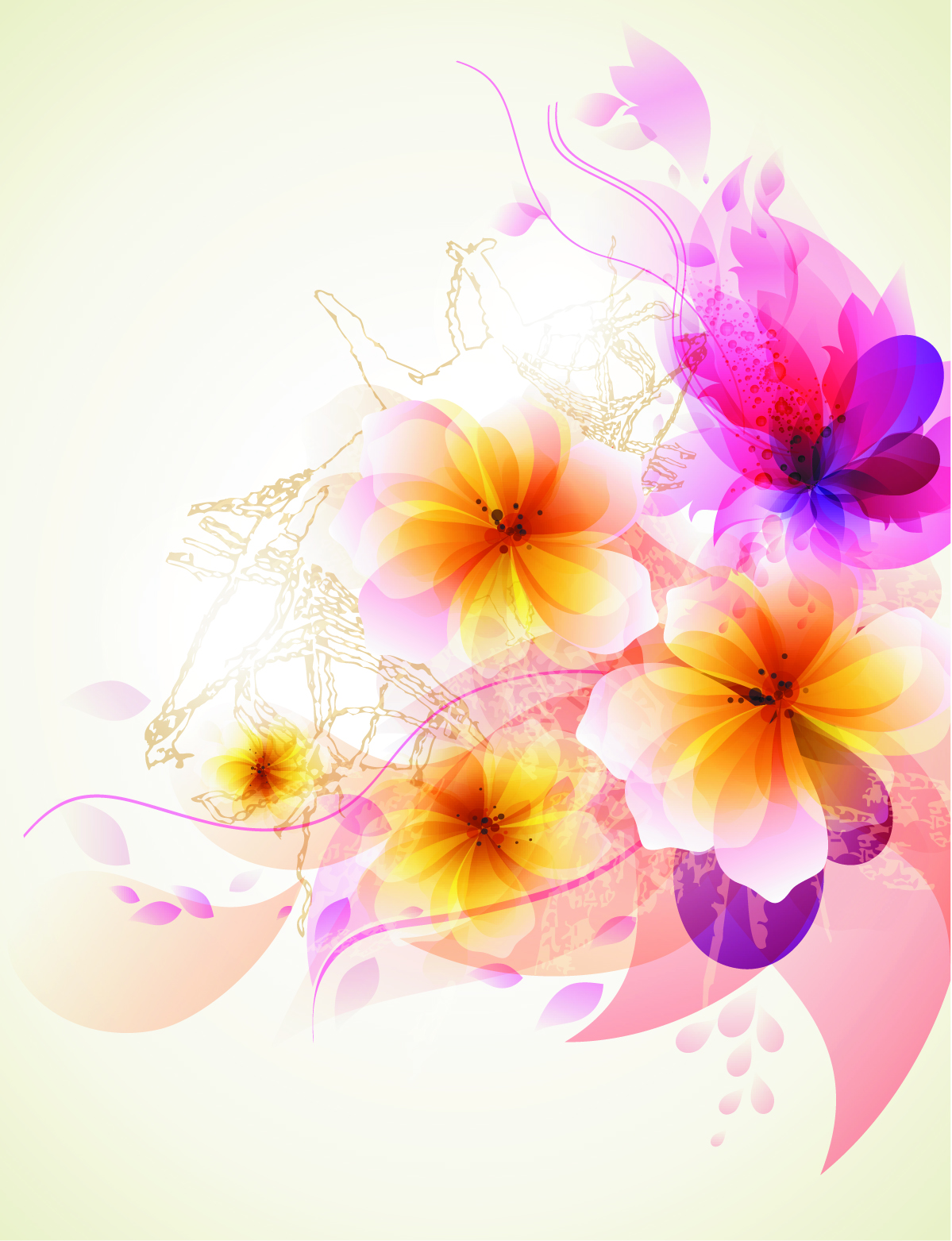 romantic flower background 02 vector