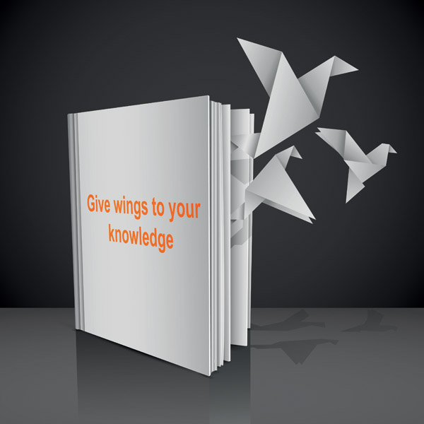 books out of paper cranes fly vector