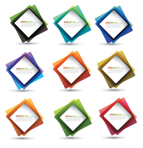 square frames collection colorful design overlapping style