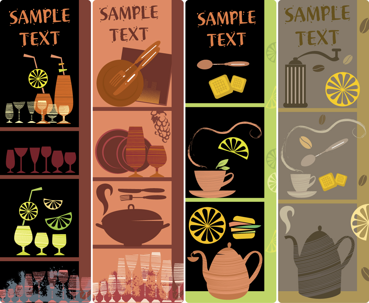 handpainted tableware illustration vector