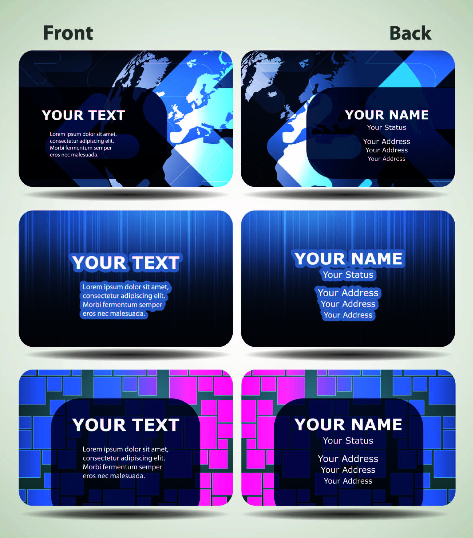 blue technology business card template 03 vector