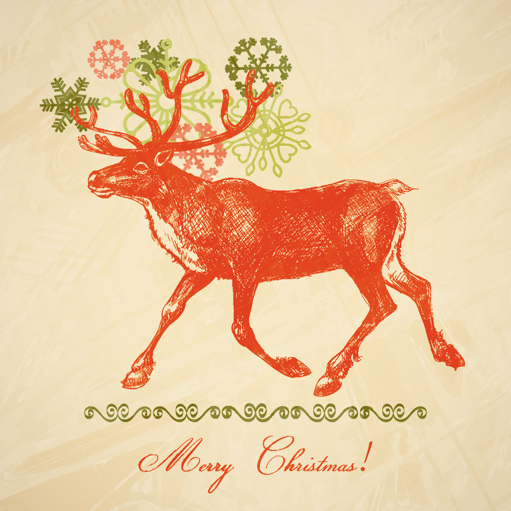 christmas elk illustration 04 vector