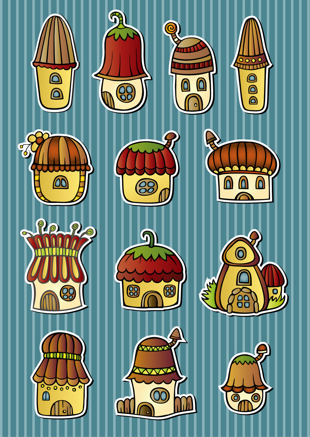 cartoon mushroom house 01 vector