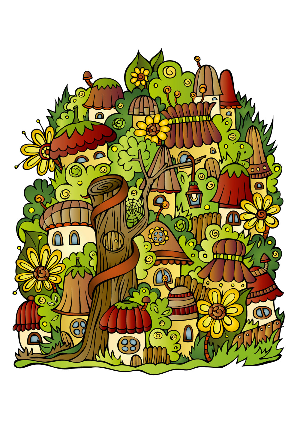 cartoon mushroom house 02 vector