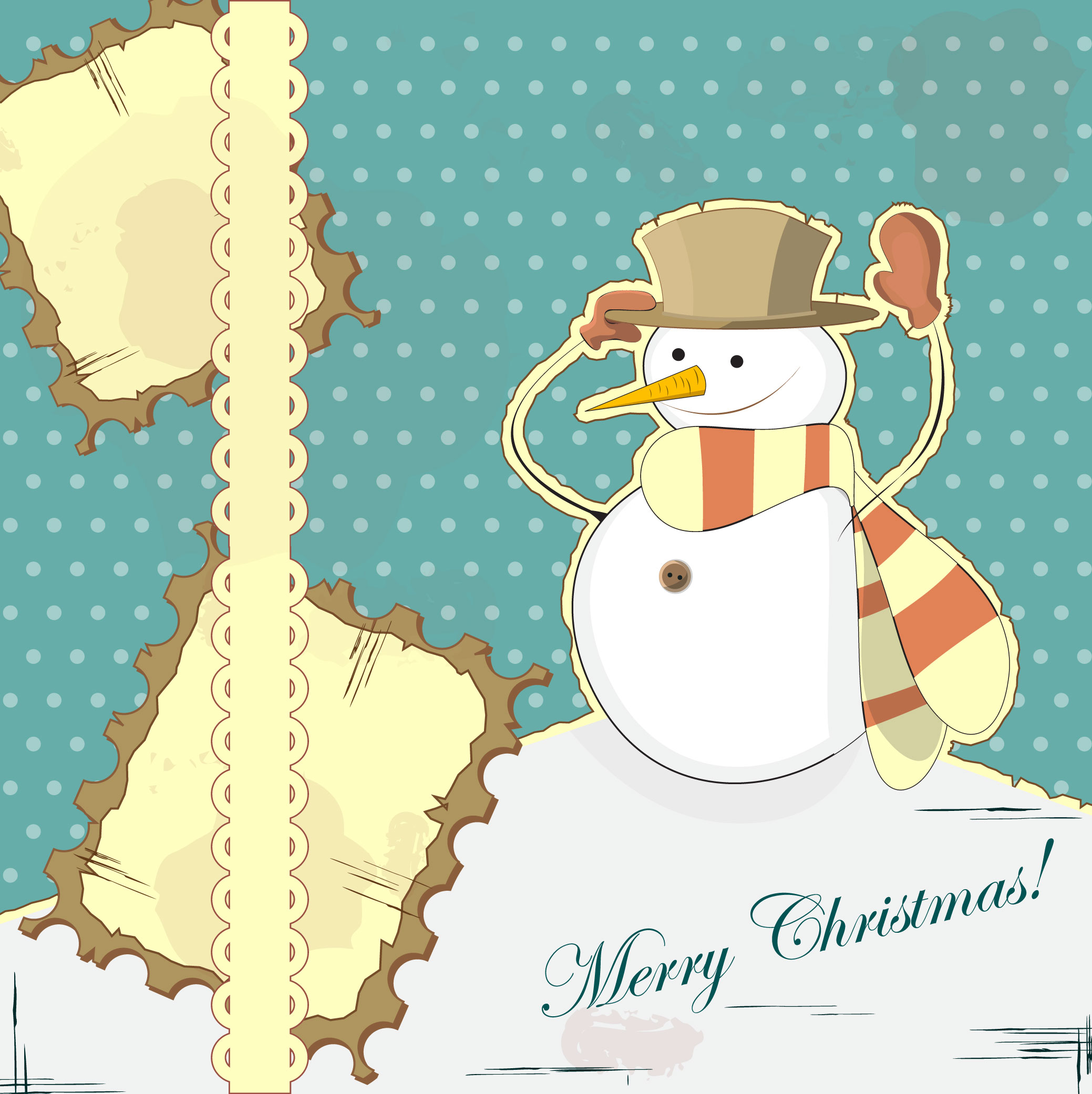 snowman decoration painting 01 vector