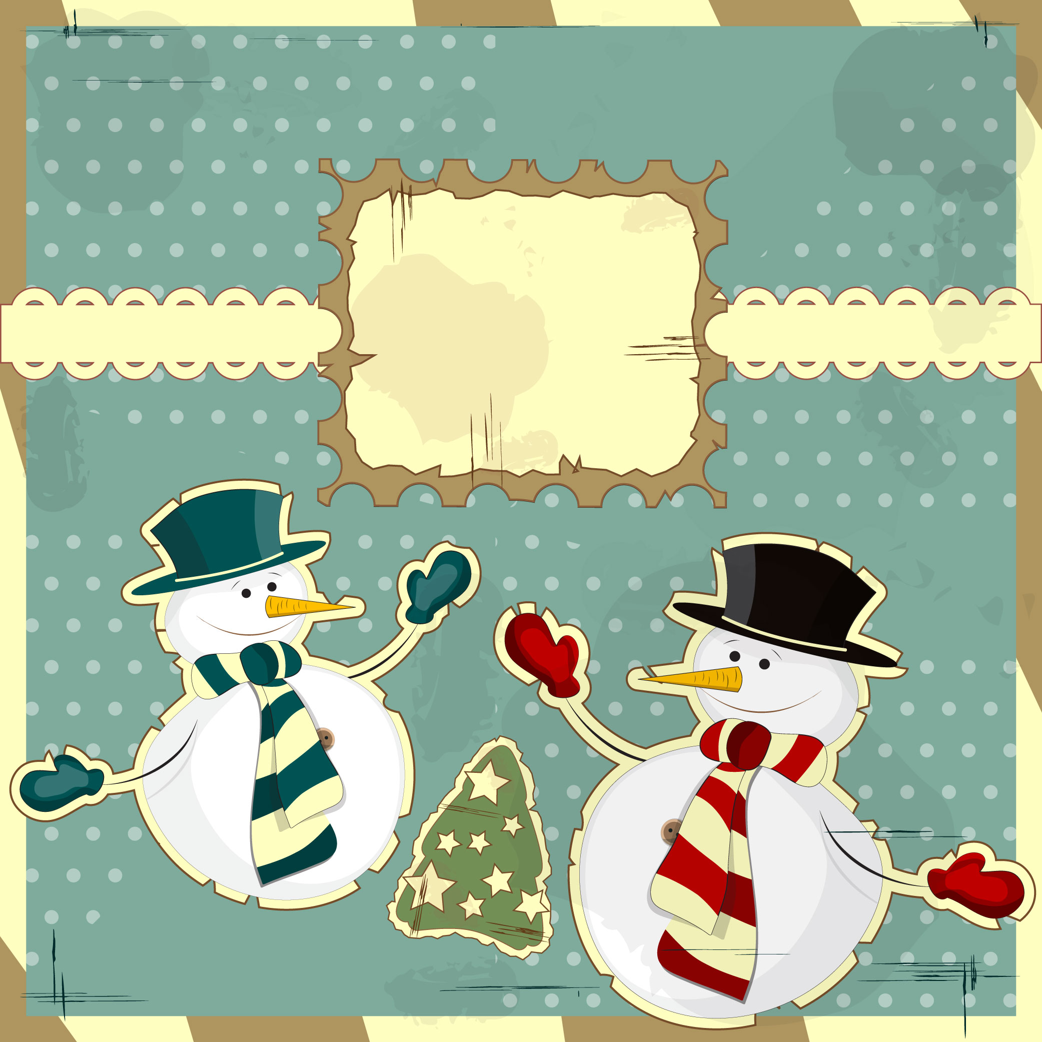 snowman decoration painting 03 vector