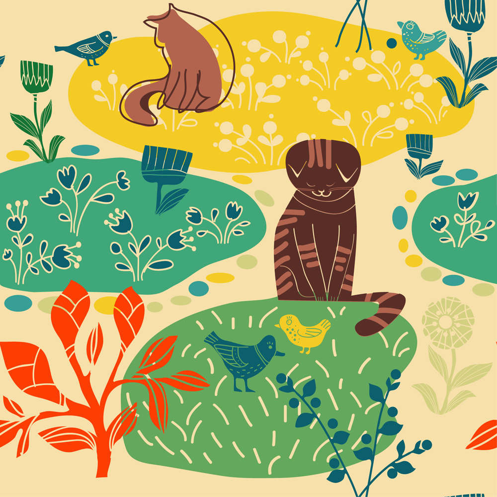 lovely lines issued cat pattern 02 vector