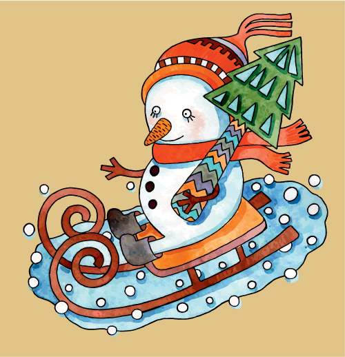 christmas cartoon illustration 03 vector