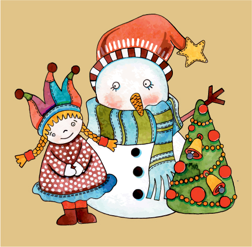 christmas cartoon illustration 01 vector