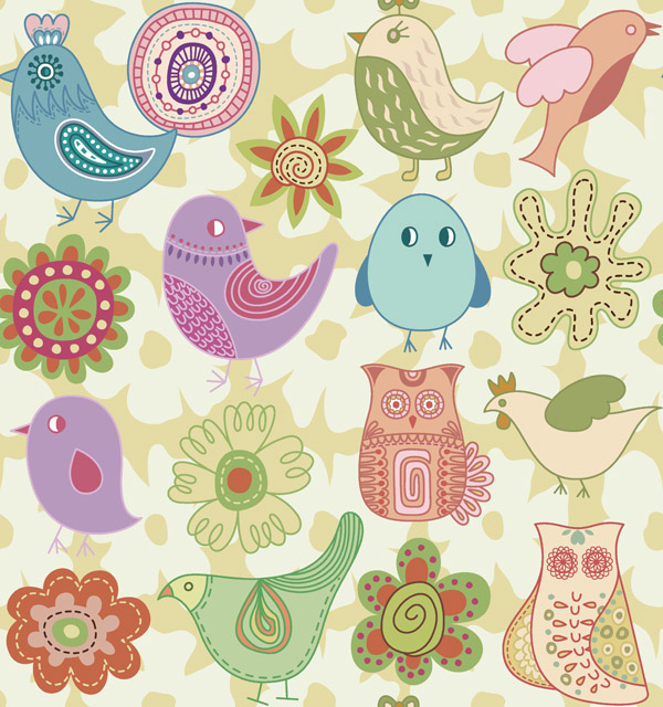 cute animal flowers vector