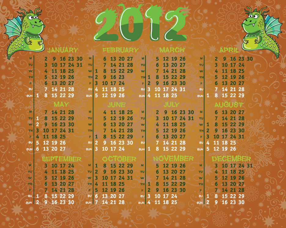 calendar 2012 calendar 01 vector