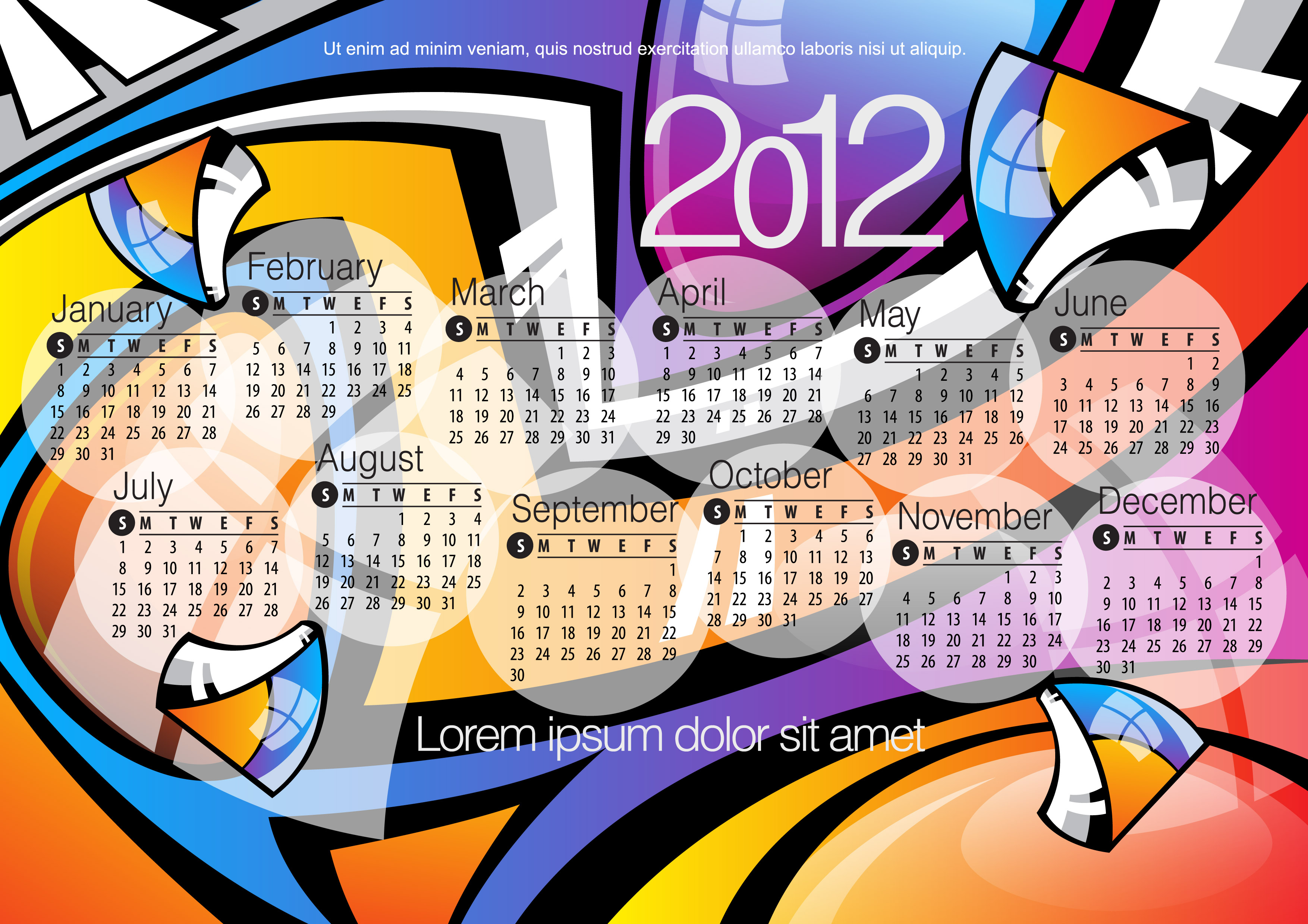 2012 calendar 02 vector