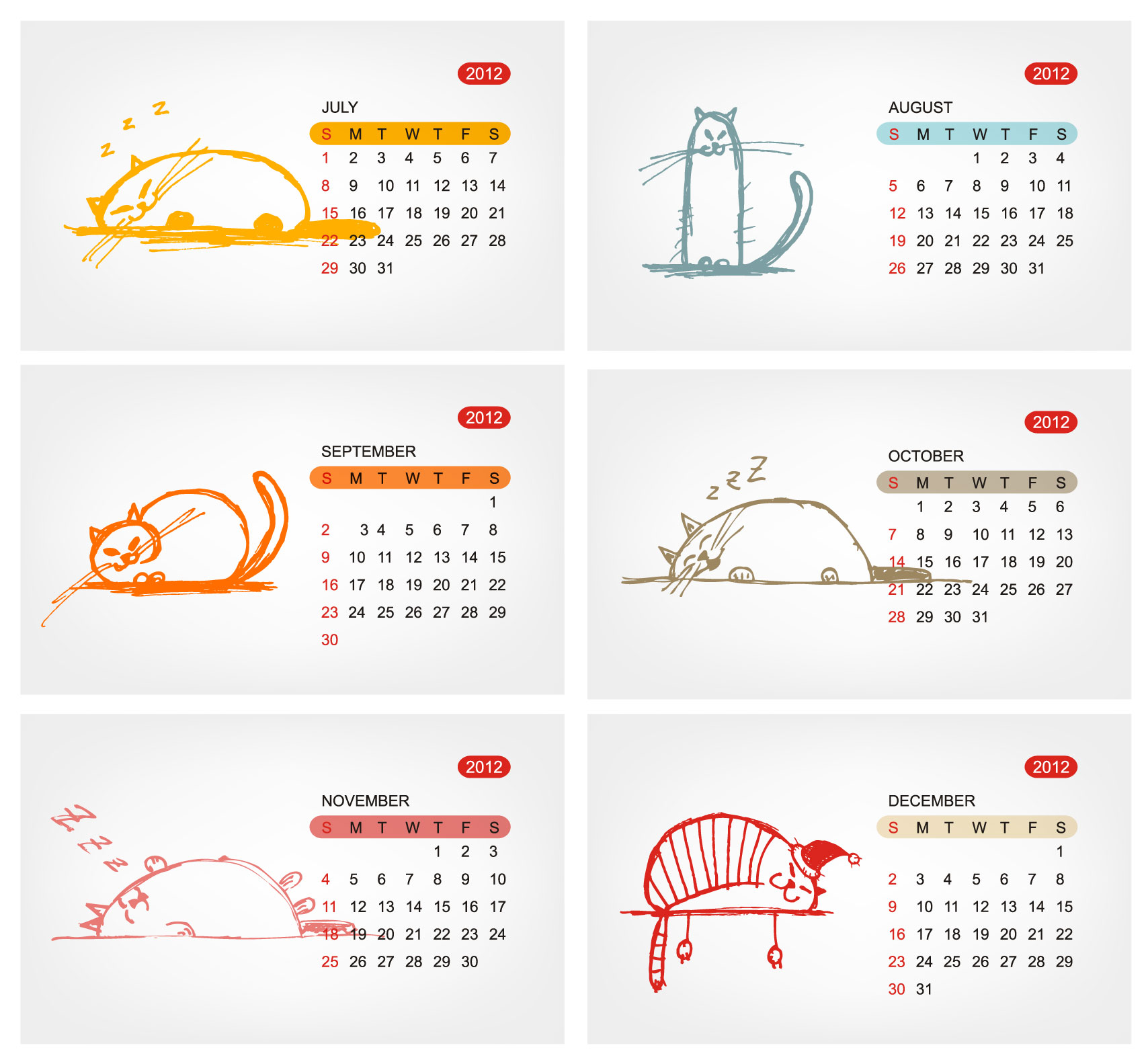 2012 calendar template 01 vector