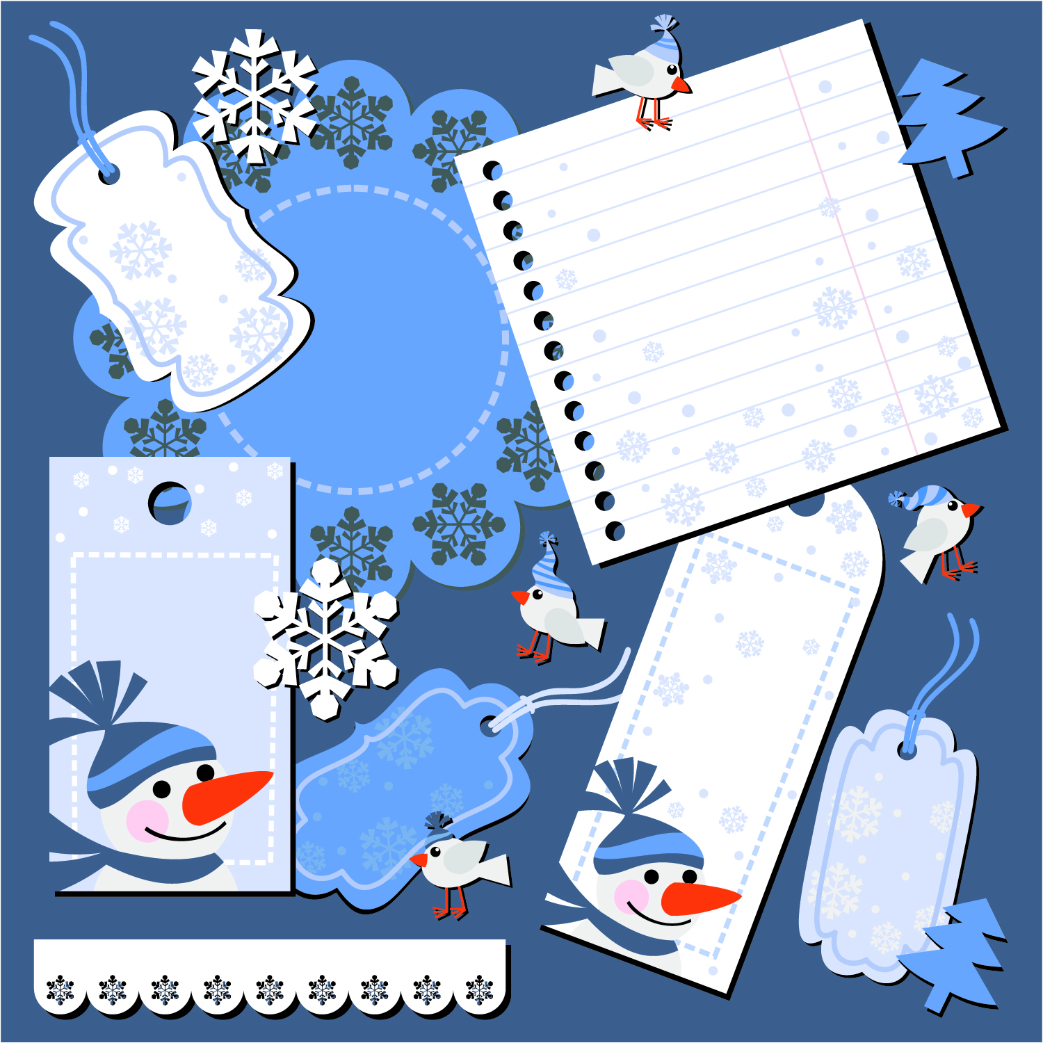 christmas notes stickers 04 vector