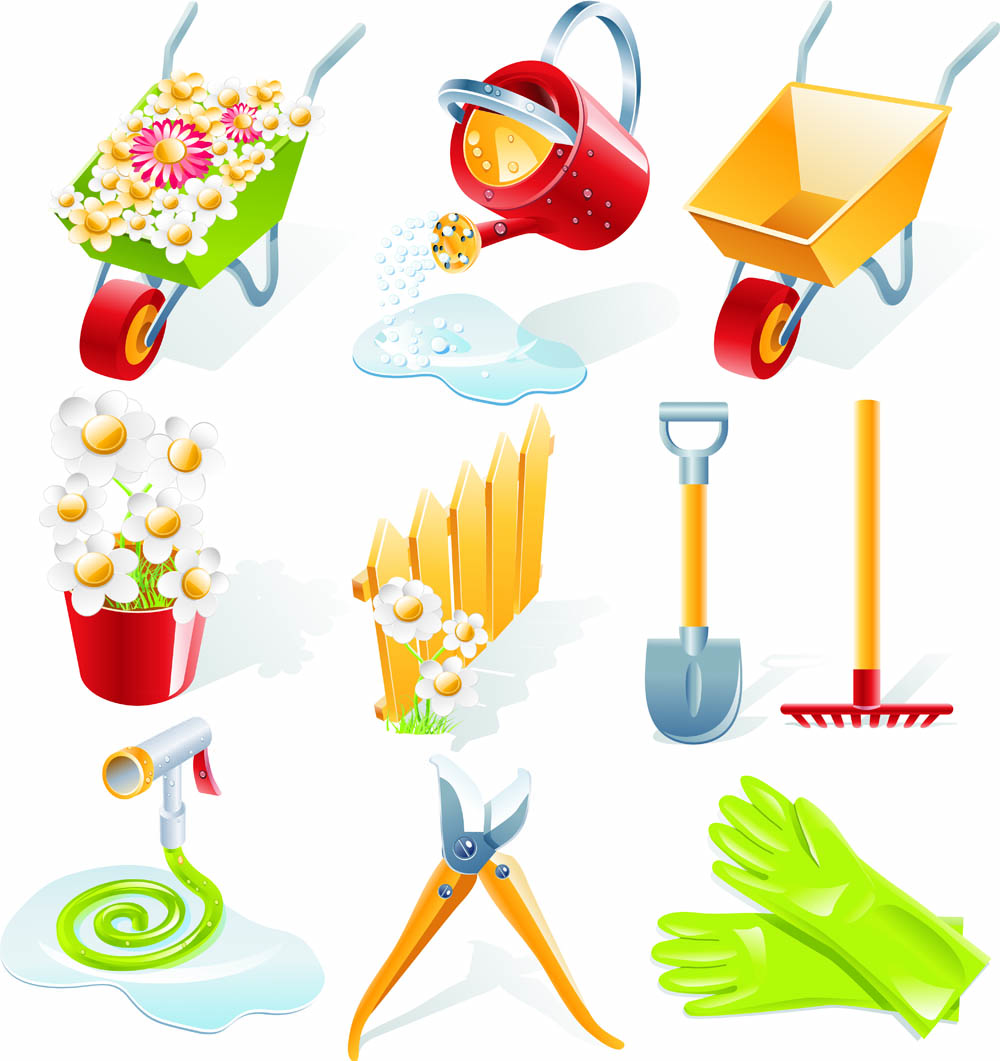 landscape gardening tools vector