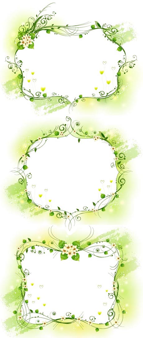 three kinds of elegant yellowgreen decorative box vector