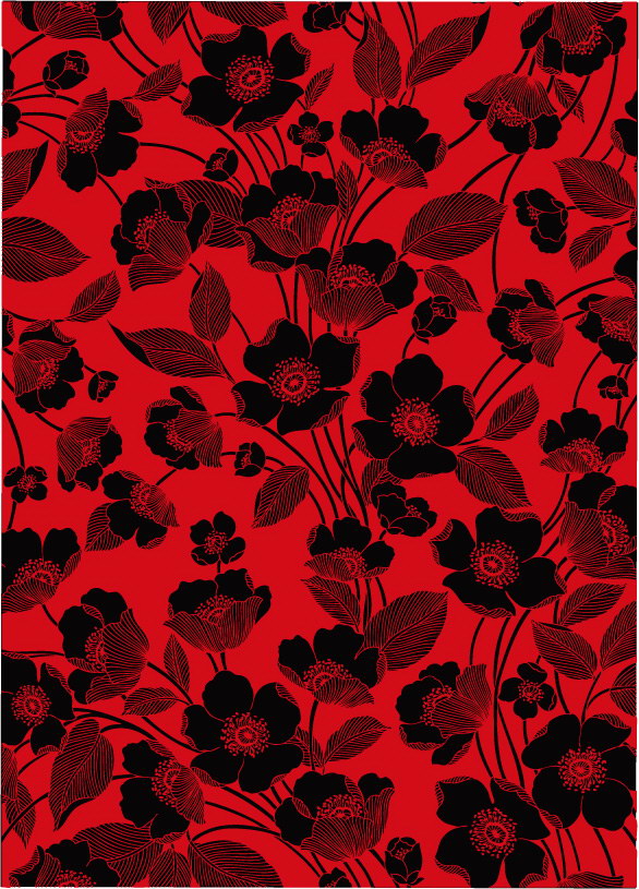 flowers red and black background vector lines