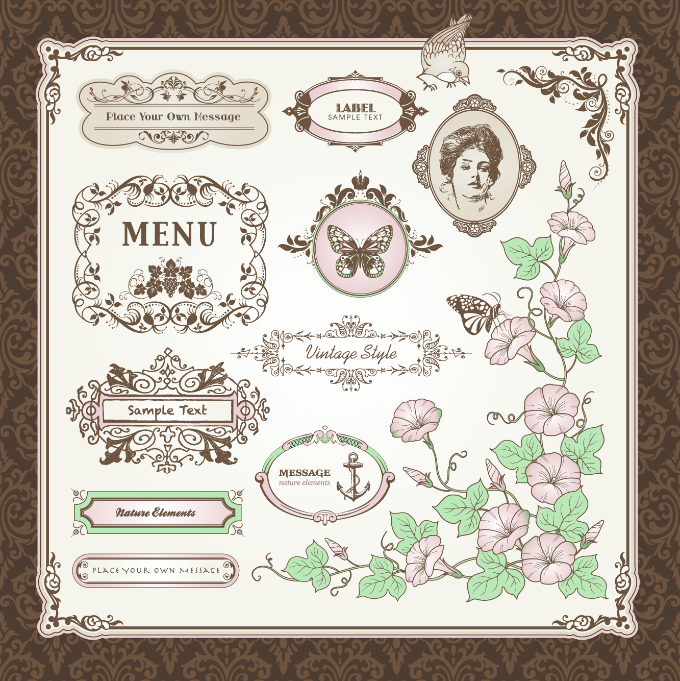 exquisite europeanstyle pattern label 01 vector