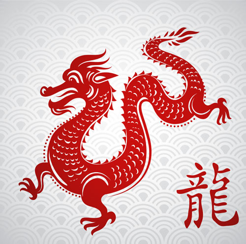 chinese papercut dragon vector