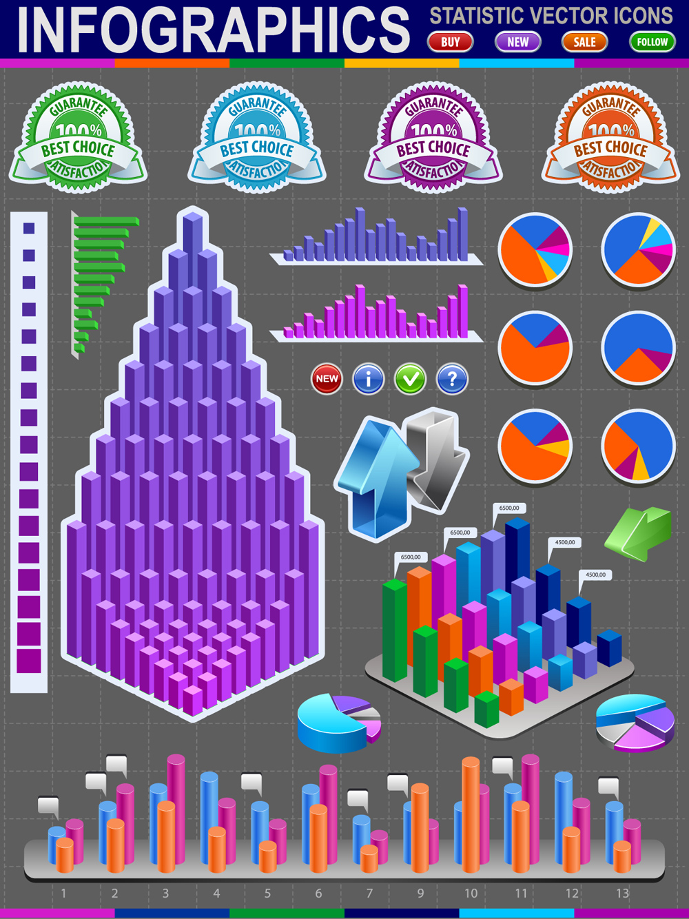 information and statistics icon 02 vector