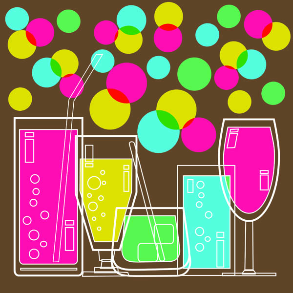 line draft goblet and drink vector