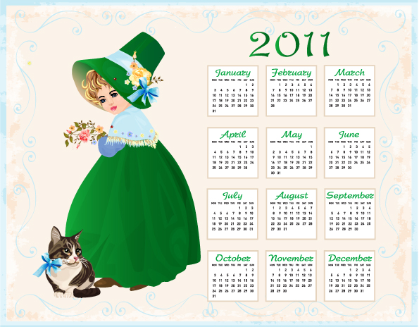 2011 calendar template 01 vector