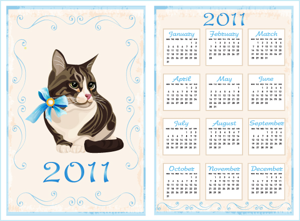 2011 calendar template 02 vector