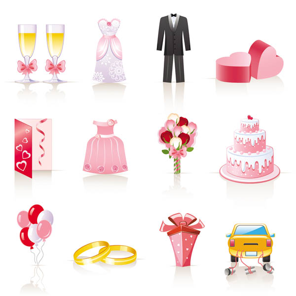 pink cartoon wedding jewelry vector