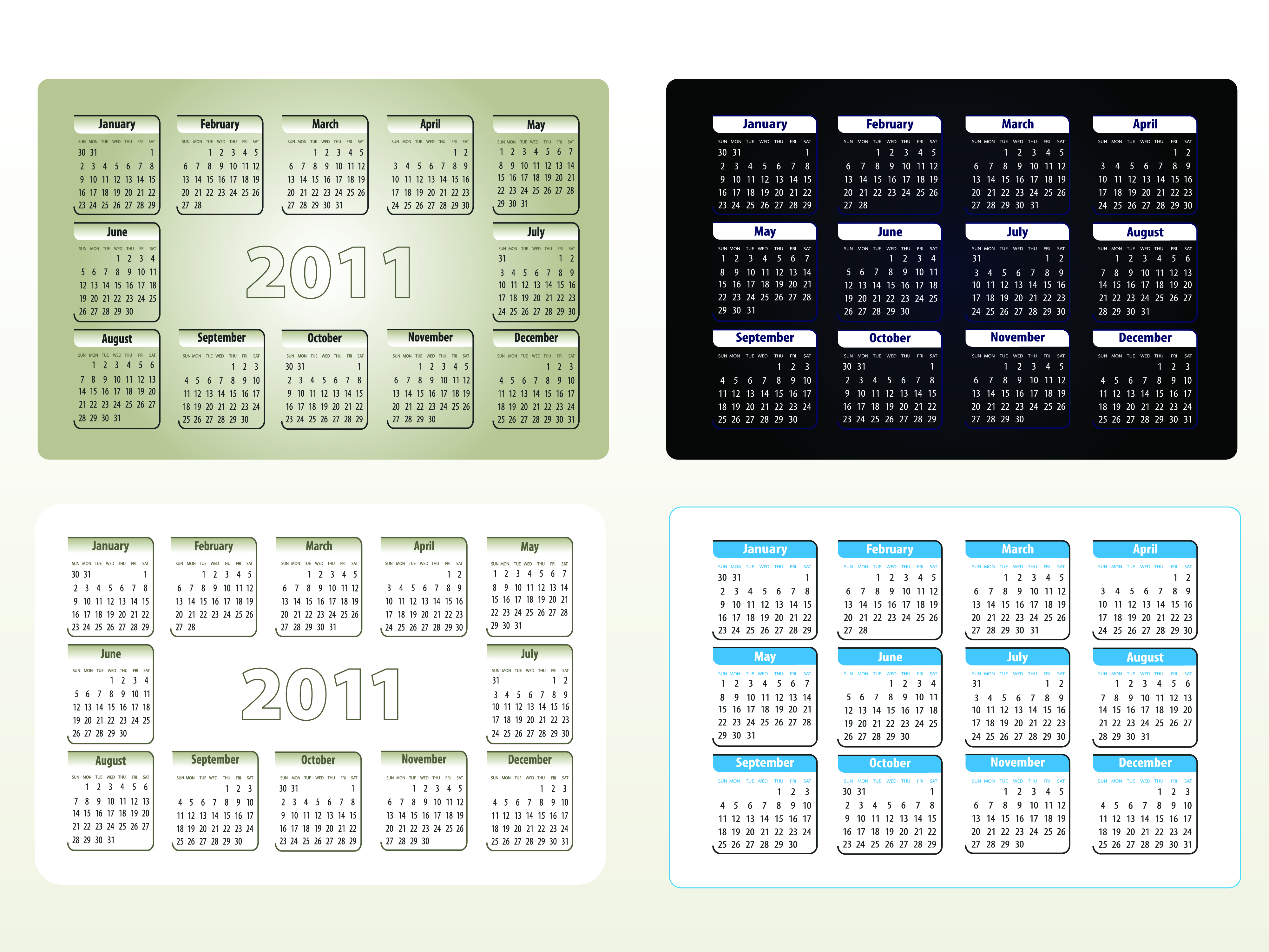 beautiful 2011 calendar template 05 vector