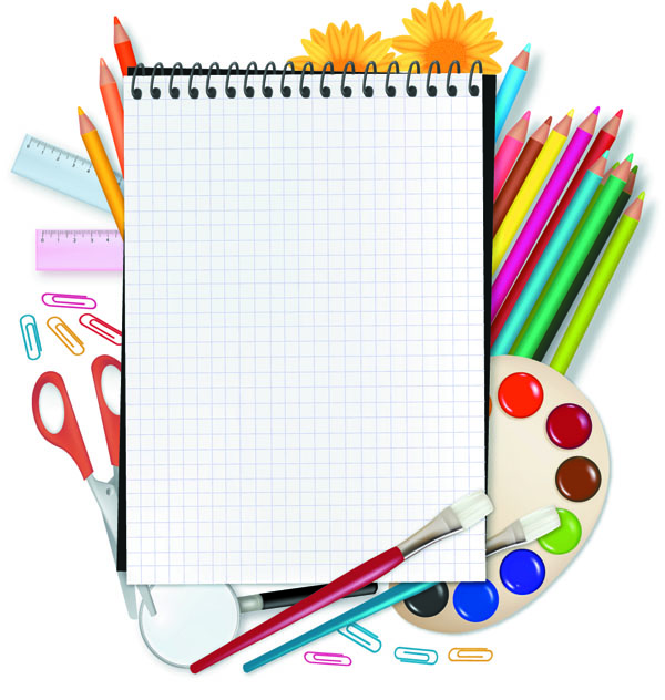 painting supplies and stationery vector