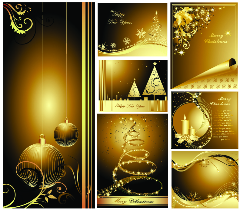 beautiful gold christmas cards vector