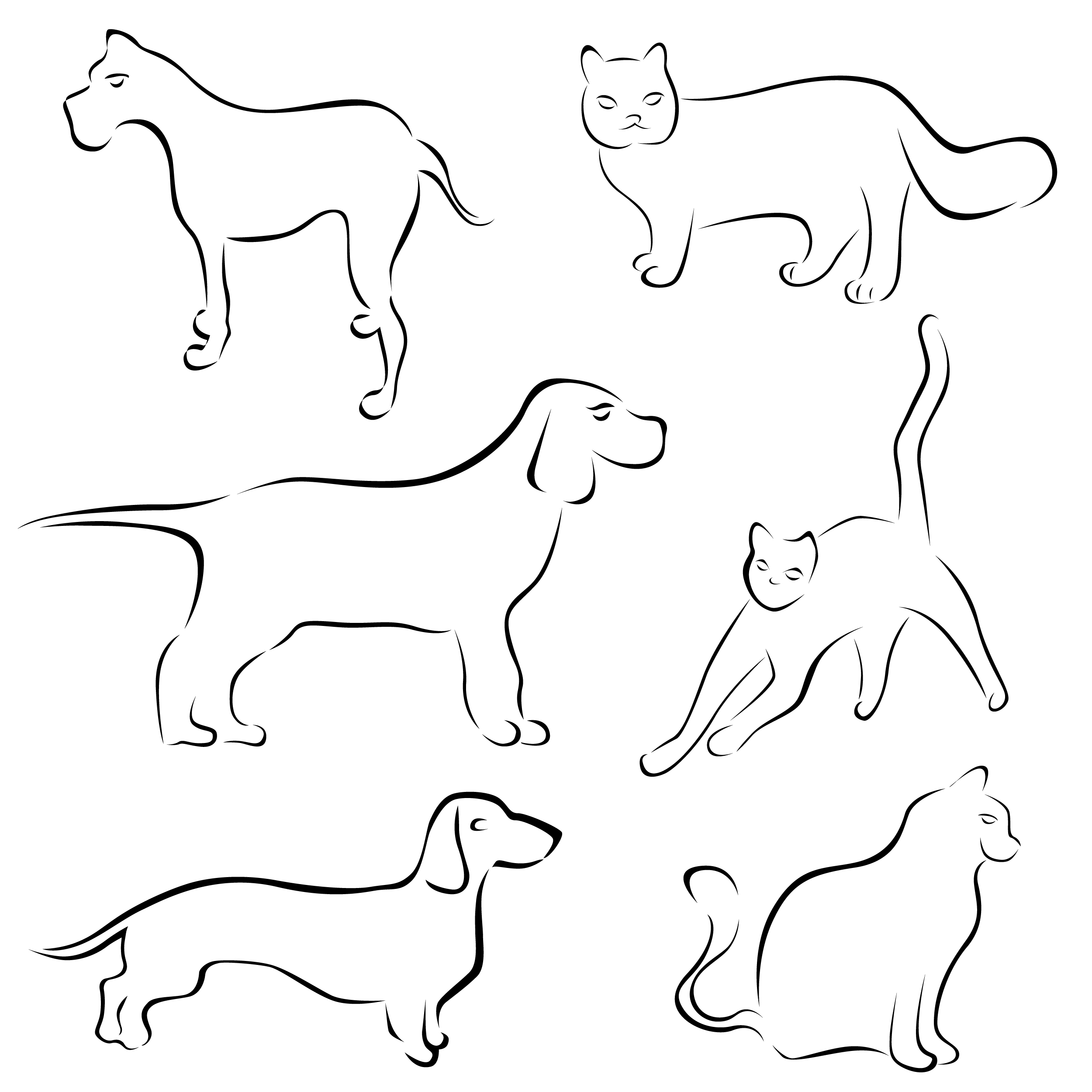 stick figure cartoon dog vector