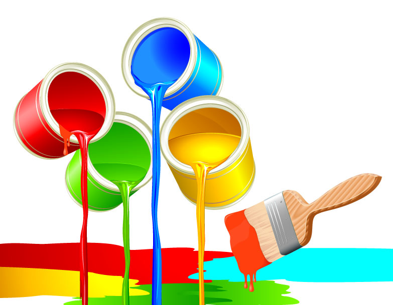 vector colorful paint bucket