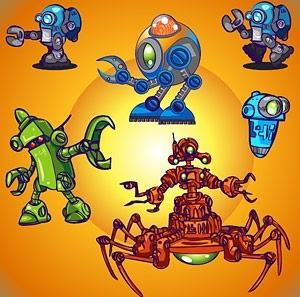 robotic icons collection 3d colorful design style