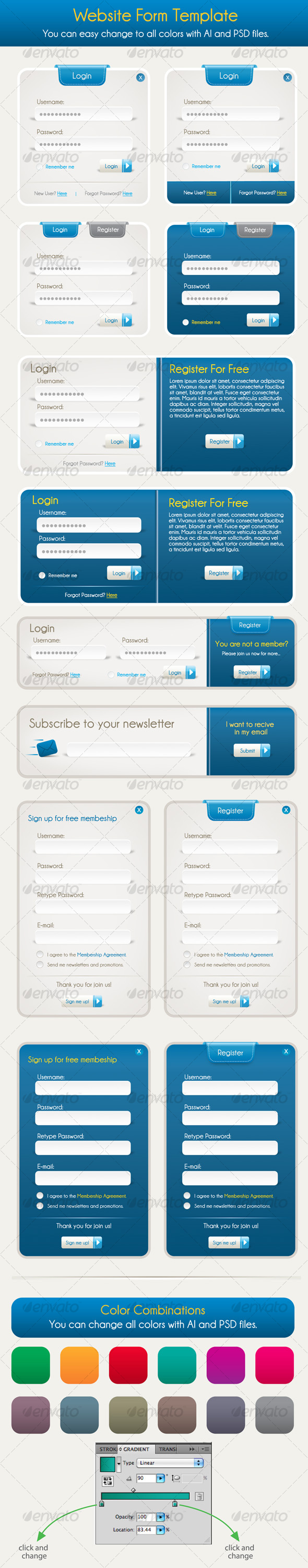 register and login form vector