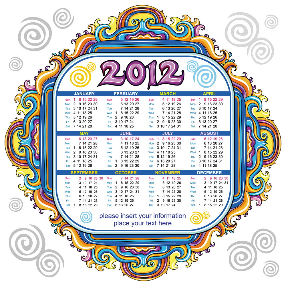 2012 cartoon calendar 02 vector