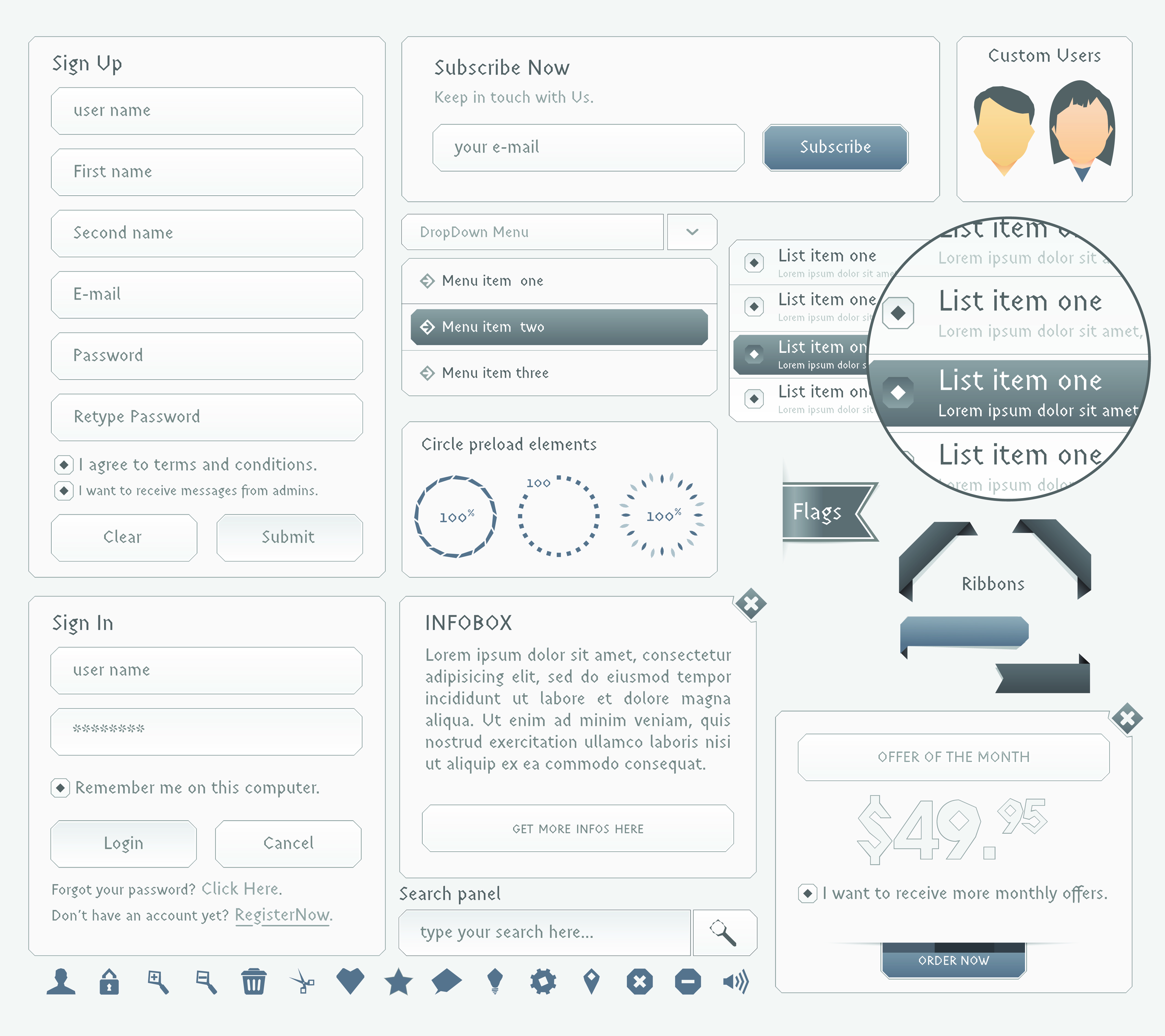 web design navigation menu 02 vector