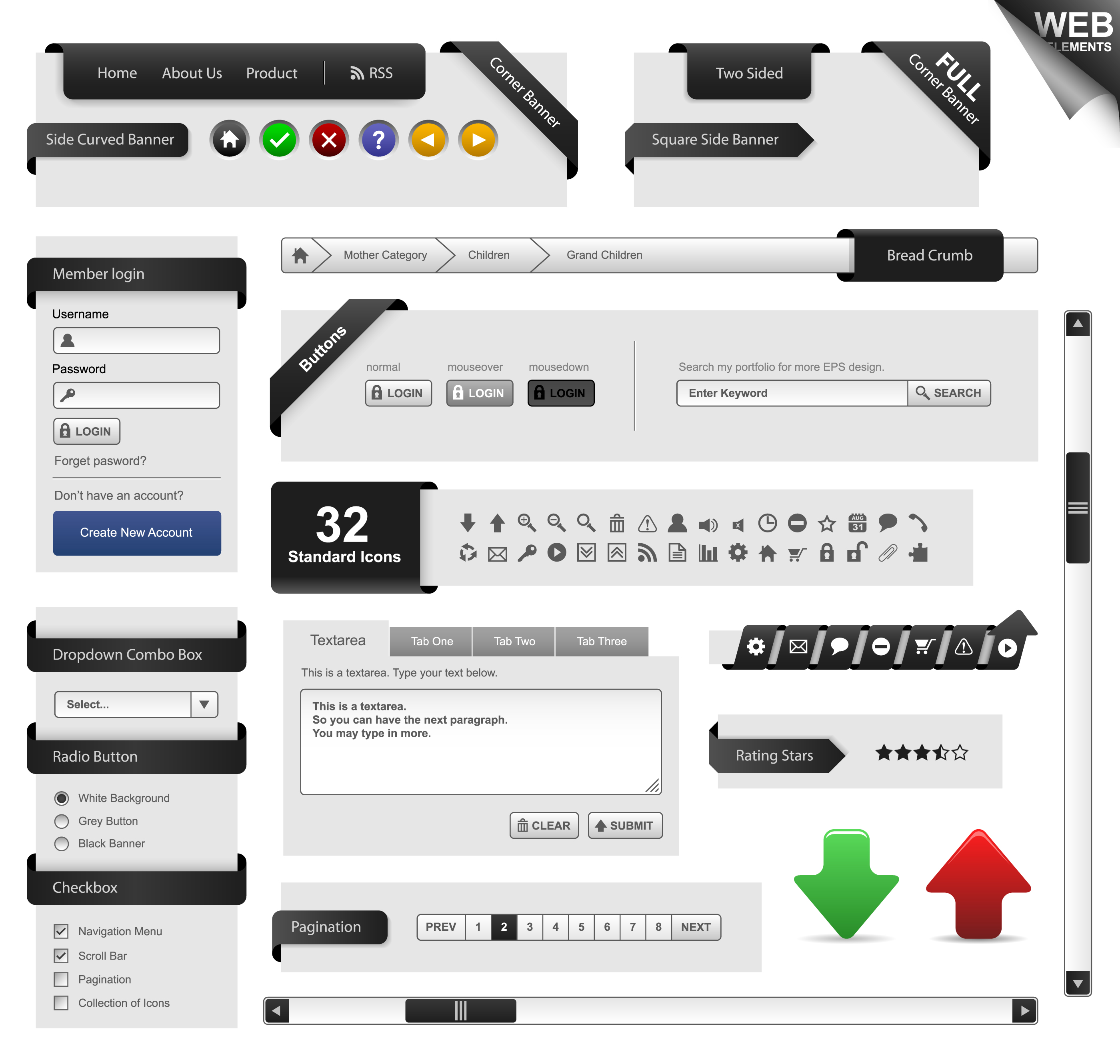 sophisticated web page design elements vector