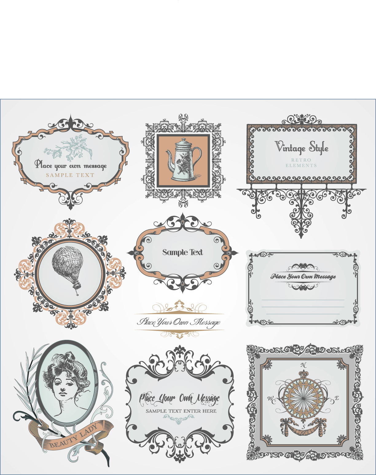 exquisite europeanstyle pattern label 03 vector